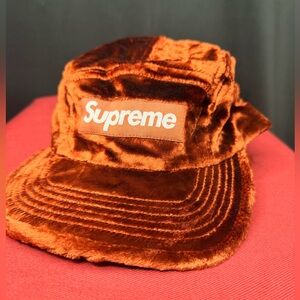 Supreme Rust Crush Velvet Camp Cap